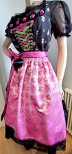 Tramontana Balkonette Dirndl schwarz pink mit Schürze ohne Bluse Gr 40