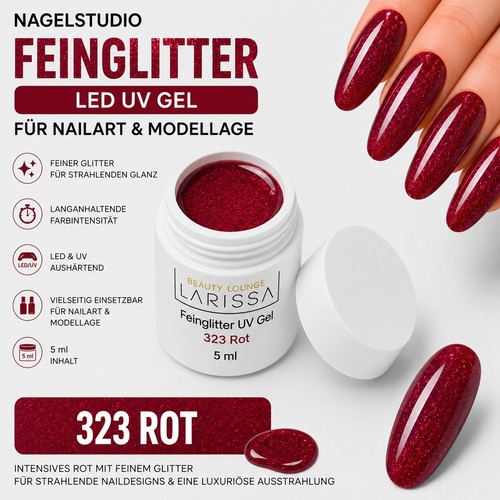 Feinglitter gel 323 rot 5ml - 323,