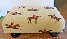 Hocker elegant Gobelinstoff Longchamps Pferd Reiten 48x30x22cm