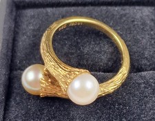 585er Goldring mit 2 Akoya Perlen - Gr. 53 - 6,13g & Expertise (Wert: 1.550 €)