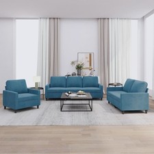 Sofagarnitur mit Kissen Sessel Sofa Couch Wohnzimmersofa 4-tlg. Samt DE