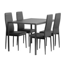 FURNIFY® Esszimmergruppe HYGGE Essgruppe Tisch mit 4 Esszimmerstühlen Schwarz