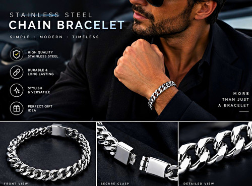 Herren edelstahl kettenarmband - herren,