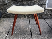 50s Designer Hocker Vintage Sitzhocker Retro mit Kunstfellbezug