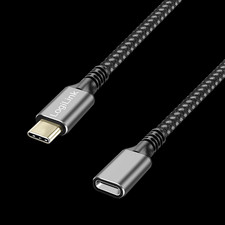 1m USB-C Verlängerung Verlängerungskabel Type-C Kabel  Schnelllader schwarz/grau
