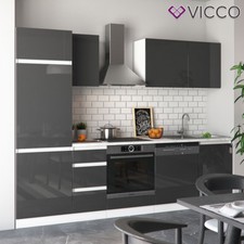 Vicco Küche Optima Küchenzeile Küchenblock Einbauküche 270cm Anthrazit Weiß