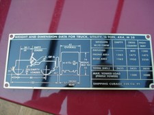 Typenschild willys overland m 38 M38 Schild data plate 