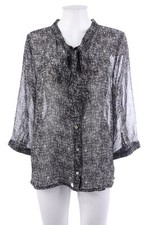 ellen amber Bluse Schluppenbluse Schleife Chiffon L Schwarz schwarz-weiß