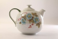 Teekanne Porzellan Kanne Tee Tea Blume blau Deckel Verzierung bunt kugelförmig 