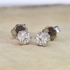 Brillant Diamant Ohrstecker Paar 750/- Weißgold 18 Karat Gold 0,60 Karat G/VS