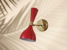 1950er Mid Century handgefertigte italienische Diabolo-Wandleuchterleuchte au...