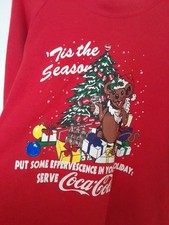 Vintage Coca Cola, Fruit Of The Loom, Sweatshirt, Weihnachten, Christmas, rot