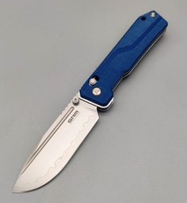 SRM Knives Rubik 7228B-ME2 Blue Micarta140Cr Laminiert Ambi-Clip Folder Messer