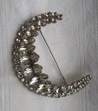 Alte Mondförmige Strassbrosche - Groß/Gebraucht