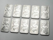 10× 1 Unze Silberbarren „Lunar Dragon“ 2018 – 999 Feinsilber