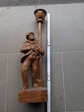 Schöne Vintage Holzfigur geschnitzt Nachtwächter mit Laterne