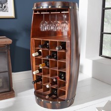 Weinregal BODEGA - 100cm - braun - massive Pinie - Fass - Bartisch - 24 Flaschen