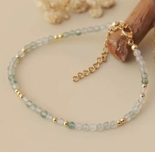 ✅ Aventurin Edelstein Armband Grün Gold Natürlich Stein Perlen Kette 3mm Damen ✅