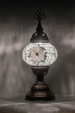 Mosaiklampe Große Kugel 9 cm S Silber Handgefertigt Orientalisch Glass 