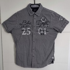 Camp David Kurzarmhemd, schwarz-weiß kariert, Gr. M/L, Muscle-Fit *Top-Zustand*
