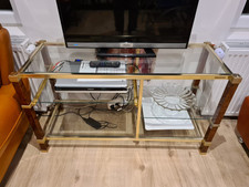 Hifi Tisch Konsolentisch Messing Glas Vergoldet 115cm