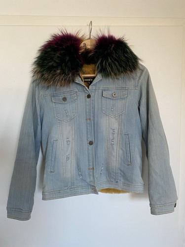 Jeansjacke echtfellkragen - jeansjacke,