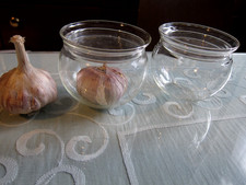 JENAER GLAS 1 Knoblauchdose Ingwerdose Zuckerdose m. Deckel / Teller