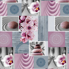 PVC Tischdecke Tokyo grau lila Wachstuch Eckig Breite & Länge wählbar abwaschbar