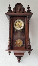 Schöner Gründerzeit Regulator / Wanduhr -Buche & Nuss reichlich verziert um 1880