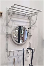 Landhaus Wandgarderobe Metall Weiß Spiegel Hutablage Vintage Garderobe NEU