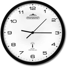 MONZANA® Wanduhr Fun Quarz Analog 31cm Auto Zeitumstellung Wohnzimmer Schwarz