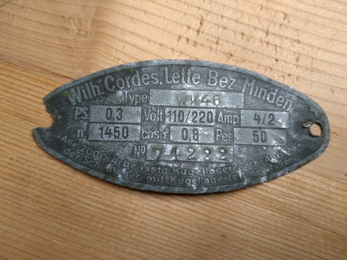 Typ schild motorenfabrik w - schild,