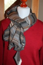 INVERO Schal Cacha; Streifenmix; Beige/Braun; Merino ca. 180x35 cm ; Neu