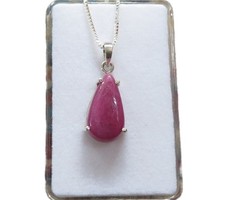 Natur Rubin Cabochon Anhänger 925 Silber 19x12,4 mm AD3194