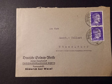 Deutsches Reich  Brief Beleg  Deutsche Solvay Werke BORTH /Büderich b.Wesel 1943