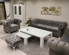 Sitzgarnitur Chesterfield: 4er,  3er , Sessel und Hocker