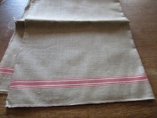 altes Leinen Rolltuch Mangeltuch rote Streifen ca. 255 x 92  cm  (  5  )