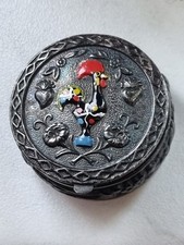 Alte Pillendose Silber? Domex Portugal mit Emaill. Hahn