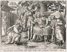 Maerten de Vos Abraham three angels Bible Bibel Kupferstich engraving 1600