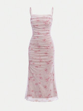 Bodycon Mesh Kleid Rosa