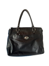 Marc Picard Hobobag Schultertasche Aktentasche schwarz Leder vintage Kroko Optik