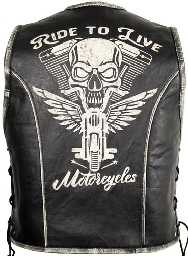 Herren lederweste bikerweste - lederweste,