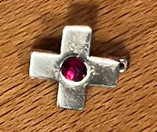 DRK - Anstecknadel 935-Silber + Granat für Blutspender Rotes Kreuz Ordensspange