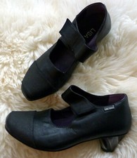 LISA TUCCI Leder PUMPS Mary Janes Klett schwarz dunkles silber 3,5 / 36 - 36,5