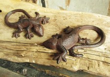 2 GECKOS Gusseisen Gartendeko 15 cm Echse Salamander Eidechse Olm Garten Teich