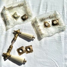 Antik Türbeschläge 3x Türklinken Messing mit Porzellan weiß f historische Türen