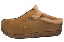 Haflinger Saskatchewan Beigemeliert Leder Lammfell Clog Hausschuh 711021-46