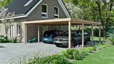Carport 6x6 m Überdachung Holz Lärche inkl. Trapezdach Doppelcarport B-Ware