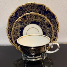 Sammeltasse Reichenbach Porzellan Echt Kobalt Blau Goldrand DDR