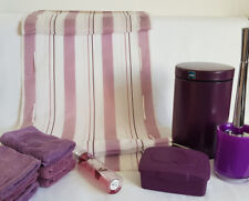 11tlg Badezimmer Set Wc Bürste, Mühleimer, Gardine, 7Handtücher,Tücher Box, Lila